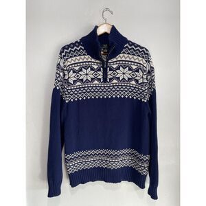 Magaschoni sweater fair northern island sweater quarter zip blue casual men M